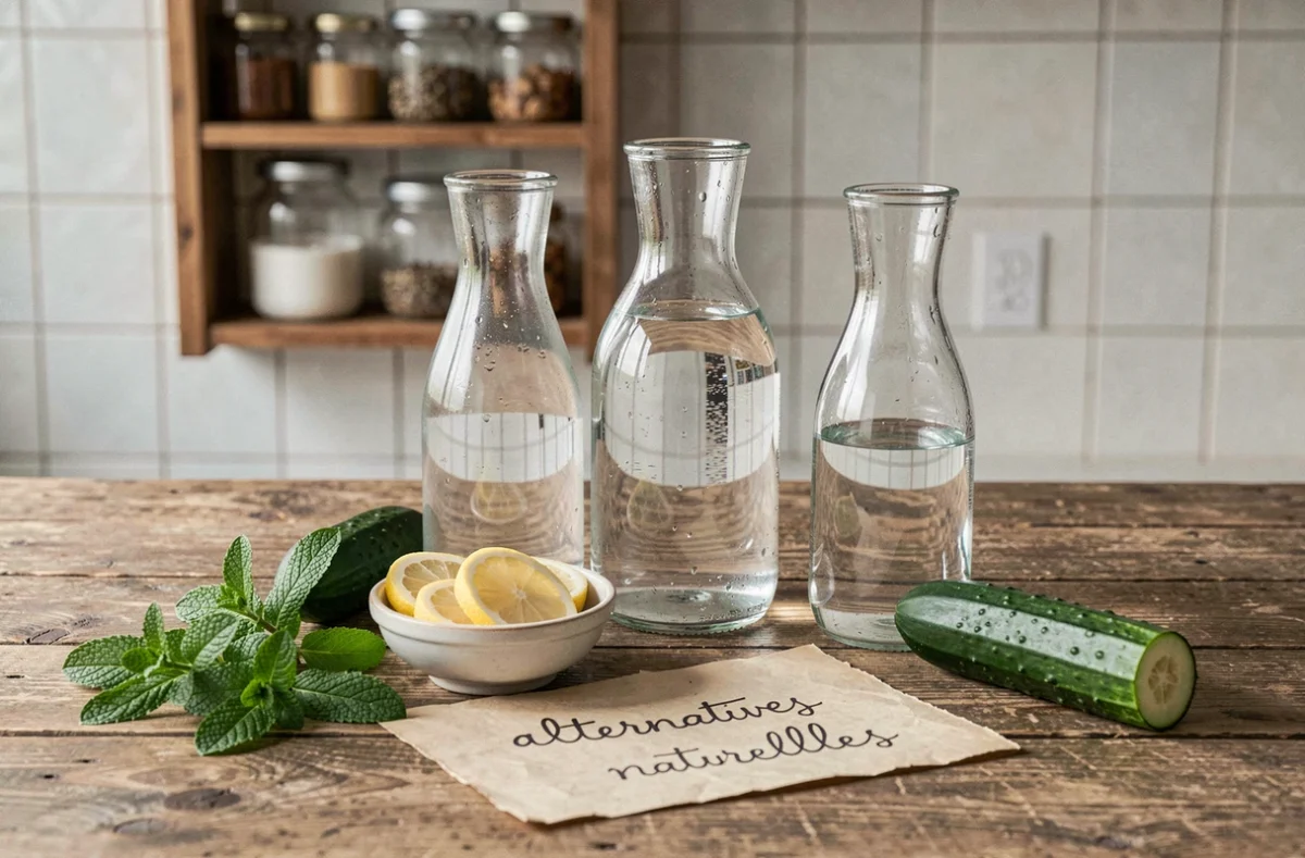 Alternatives naturelles à l'eau riche en bicarbonate : citron, menthe et concombre pour la santé des reins