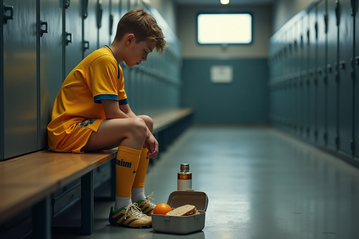 Adolescent sportif avec collation saine après l'entraînement pour prévenir les rechutes de la maladie de Sever