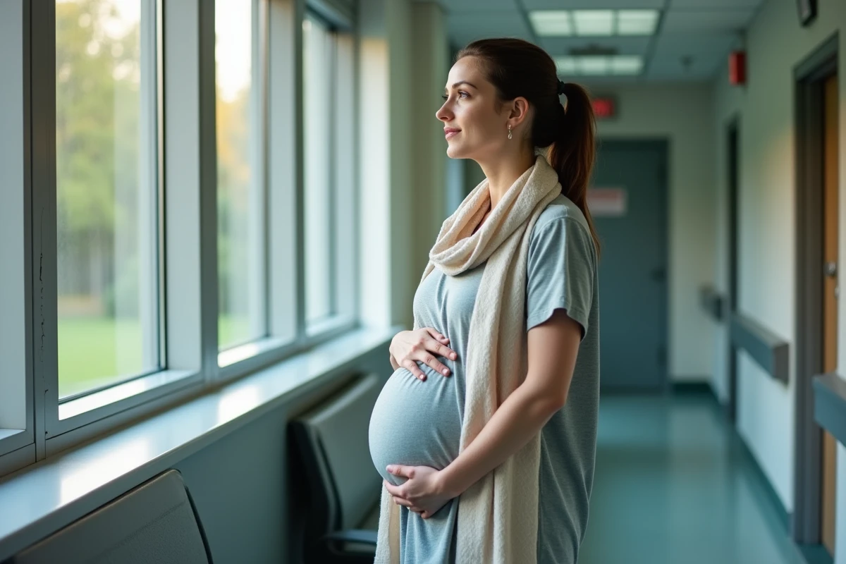 Femme enceinte debout près d