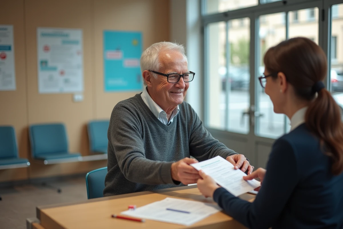 Homme âgé à la réception d