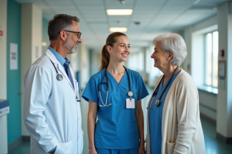 Groupe de professionnels de santé dans un hôpital moderne