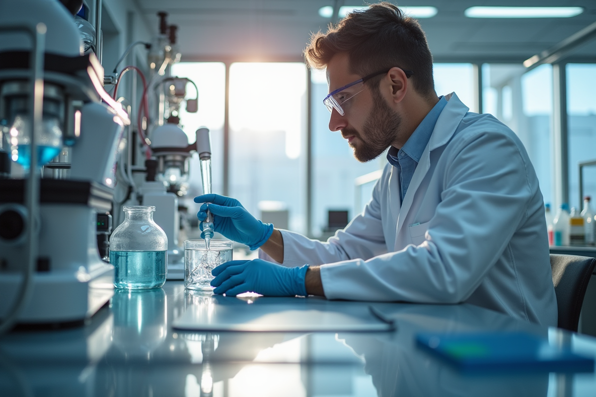 Scientifique analysant un échantillon d